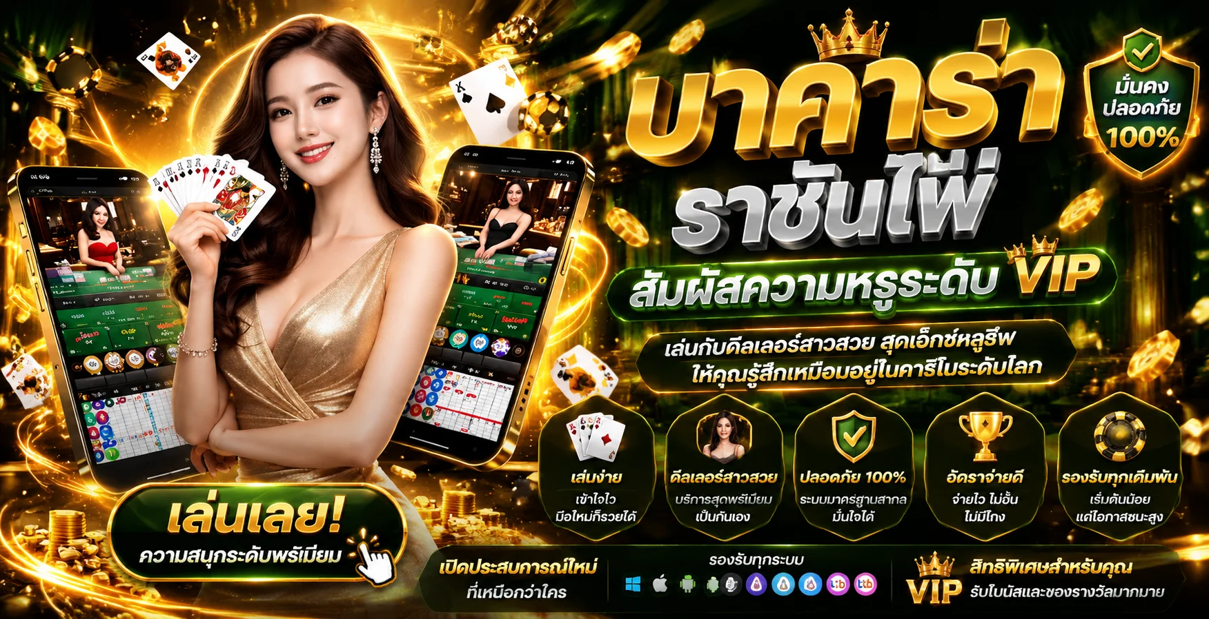 โต๊ะบาคาร่าไลฟ์สดในหมวดคาสิโนออนไลน์